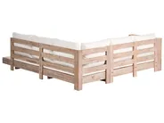 Garden Corner Sofa 5 Seater MARETTIMO Certified Acacia Wood Off-White Right Hand_1081713