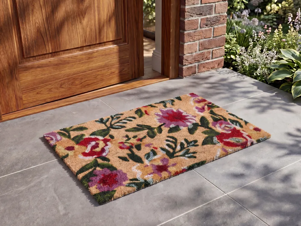 Doormat KITA Multicolour 40 x 60 cm Flower Coir - Beliani.pl