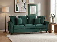 Sofa 3-Sitzer BORNHOLM Samtstoff Dunkelgrün_1174053
