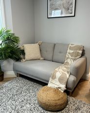Pouf en jute beige et blanc D40 cm - Billy