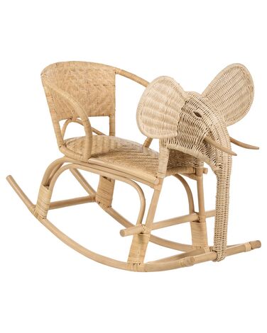 Rattan Kids Rocking Chair Elephant Natural AMPOLLINO