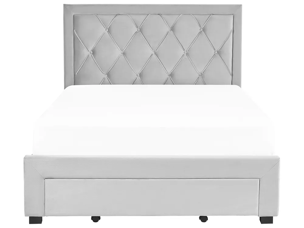 Bett mit Schubladen LIEVIN Samtstoff Hellgrau 140 x 200 cm_858058