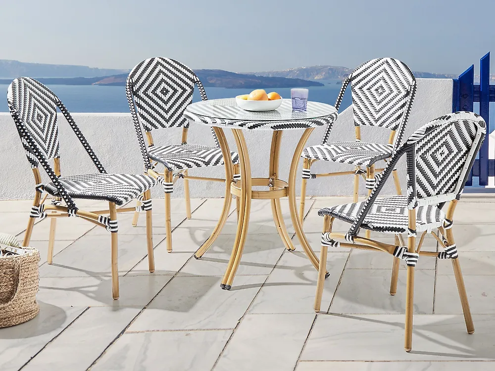 Outdoor Bistrotisch RIFREDDO 70 cm 70 cm Sicherheitsglas Schwarz_1178096