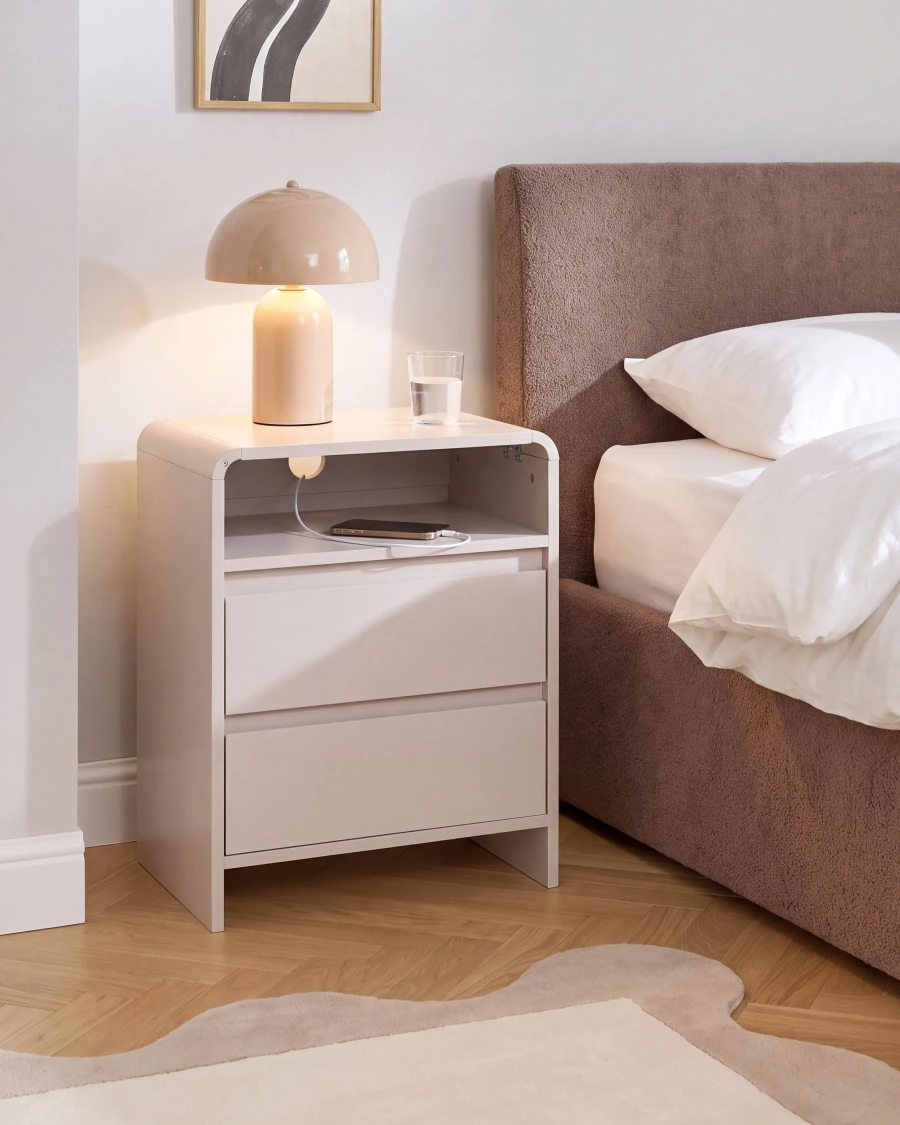2 Drawer Bedside Table DORRIGO Light Beige_1135004