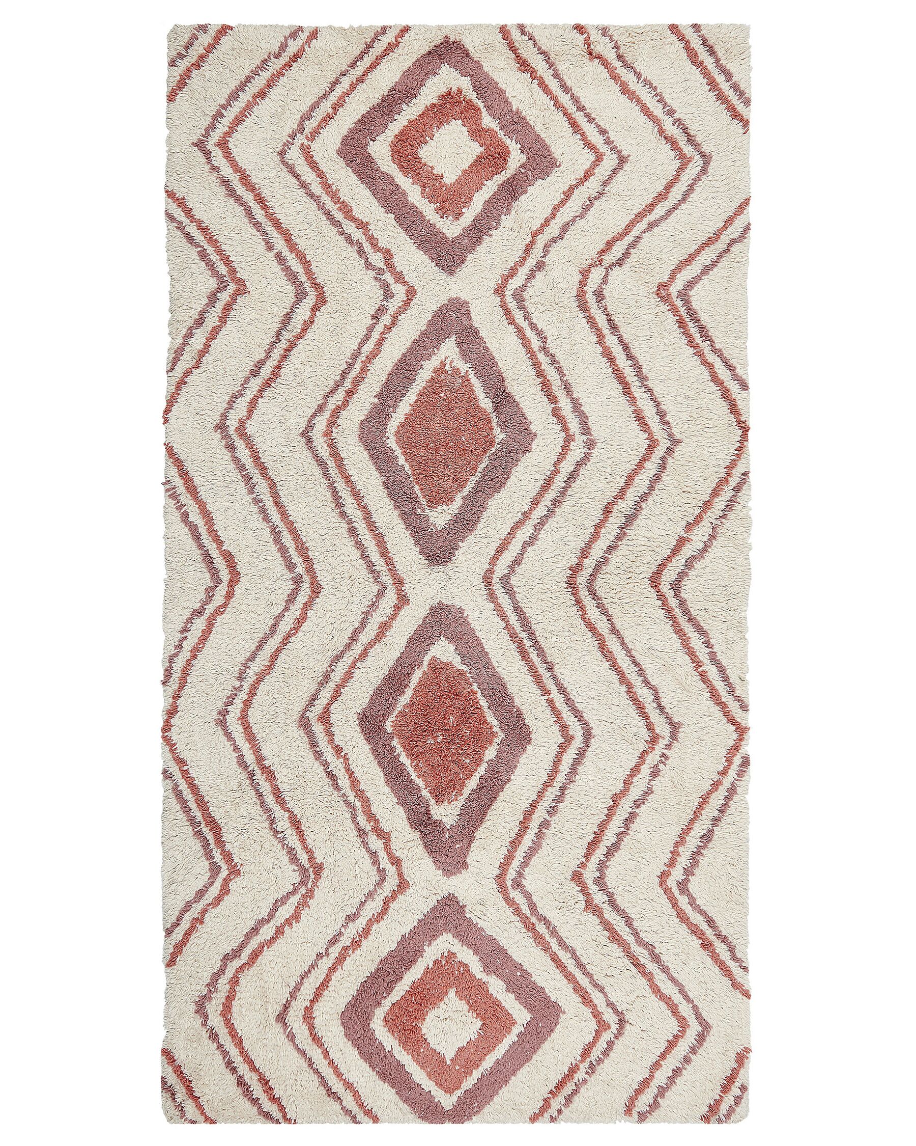 Teppich Baumwolle beige / rosa 80 x 150 cm geometrisches Muster KASTAMONU_840516