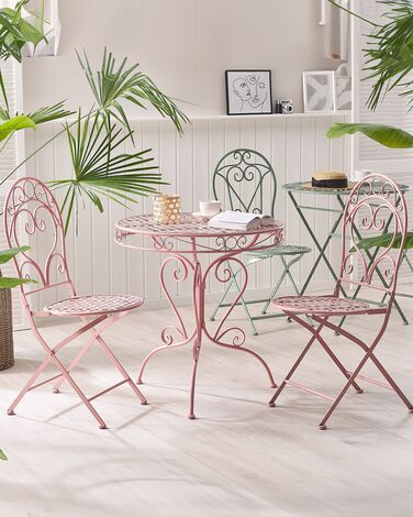 Set of 2 Metal Garden Chairs Pink ALBINIA