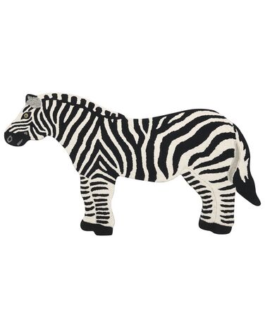 Tapete para crianças em lã preta e branca motivo de zebra 100 x 160 cm KHUMBA