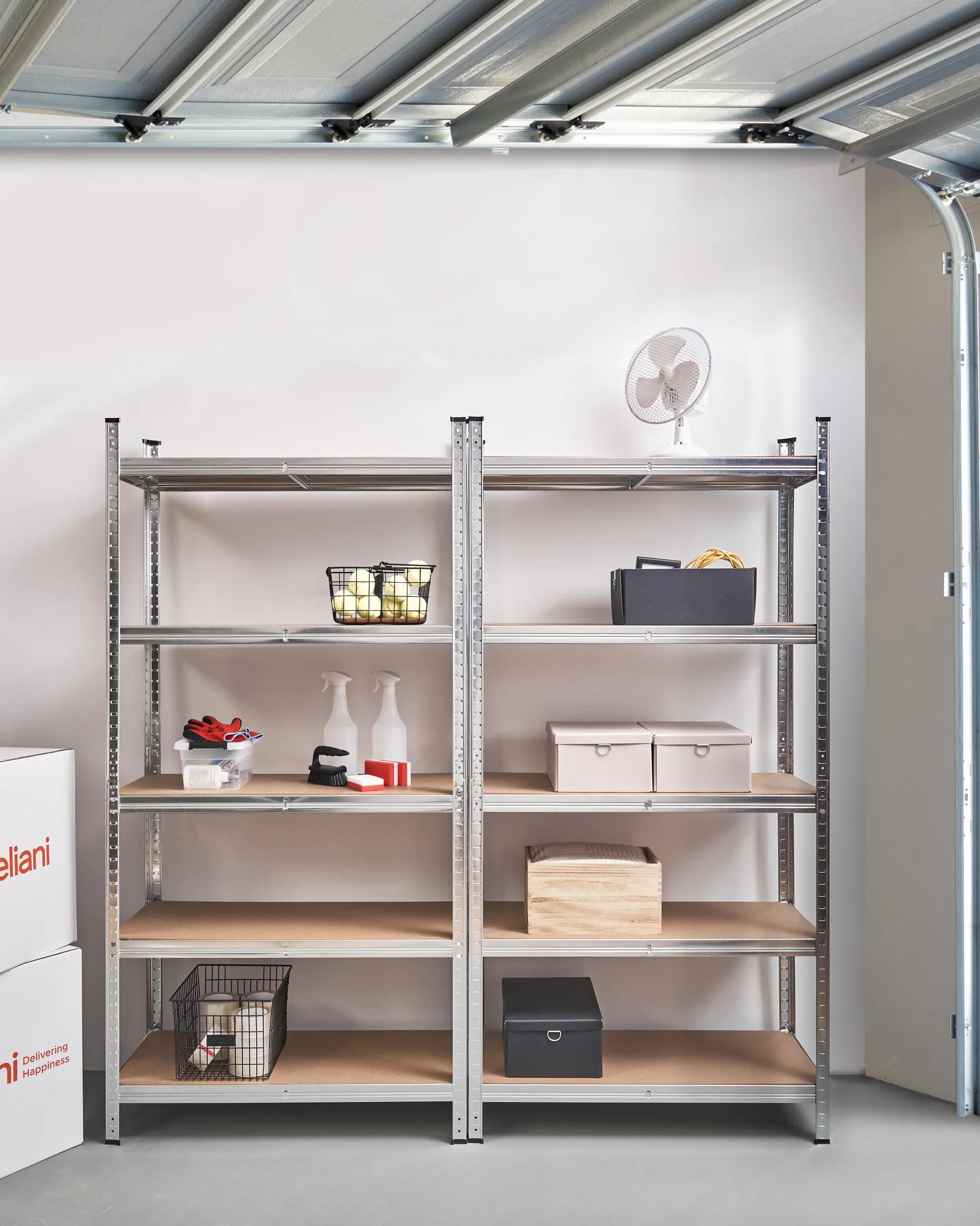 Zestaw 2 regałów magazynowych XITTA 90 cm 180 cm Metal Srebrny_978797