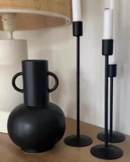 Wazon na kwiaty PEREA 26 cm Ceramika Czarny_990123
