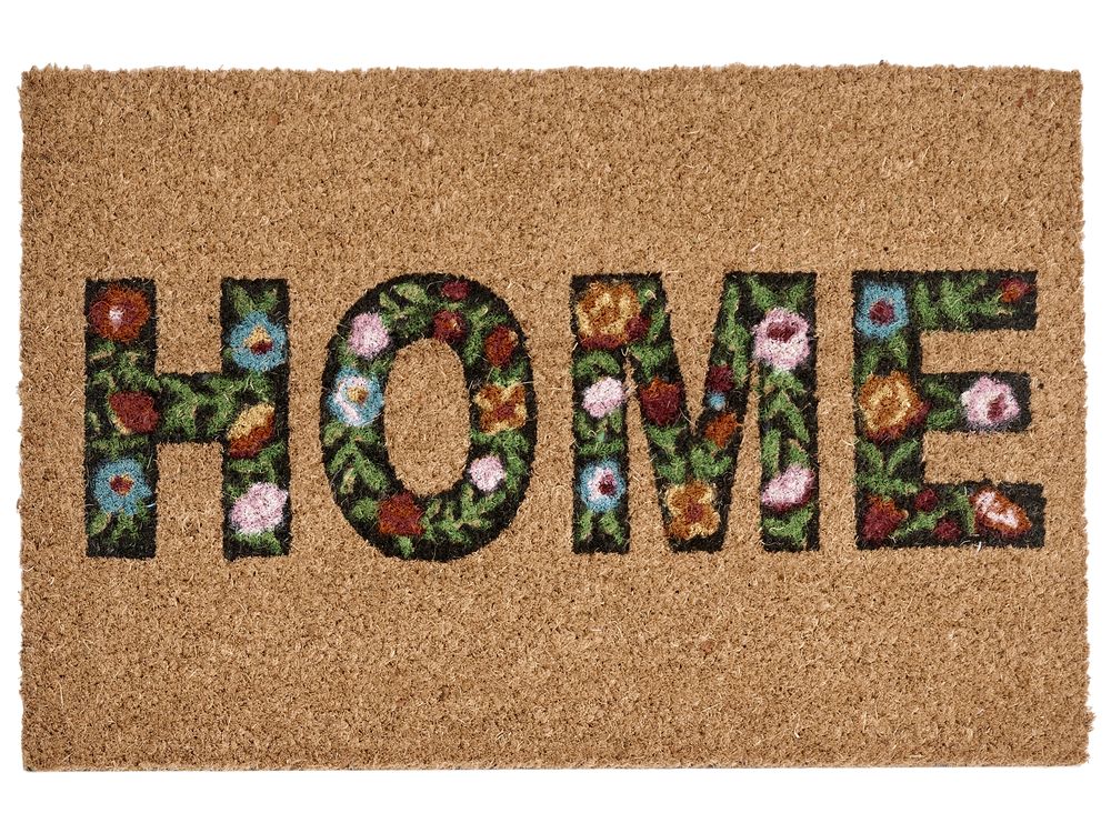 Fußmatte ZAMBALES Naturfarben 40 x 60 cm Schriftzug Kokosfasern