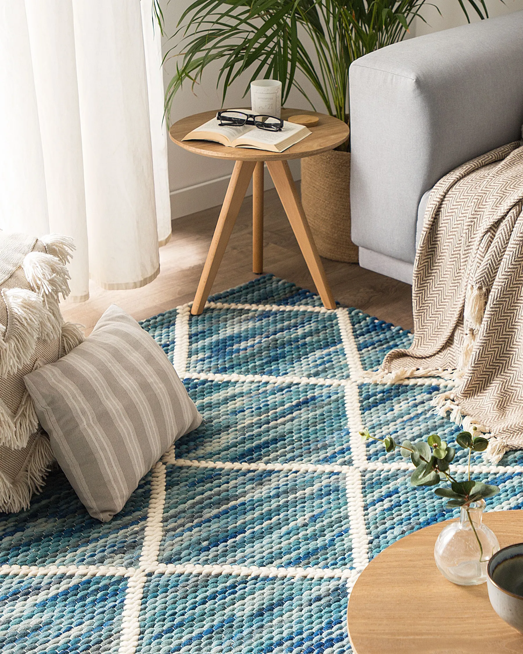 Rug BELENLI Blue 140 x 200 cm Wool_802983