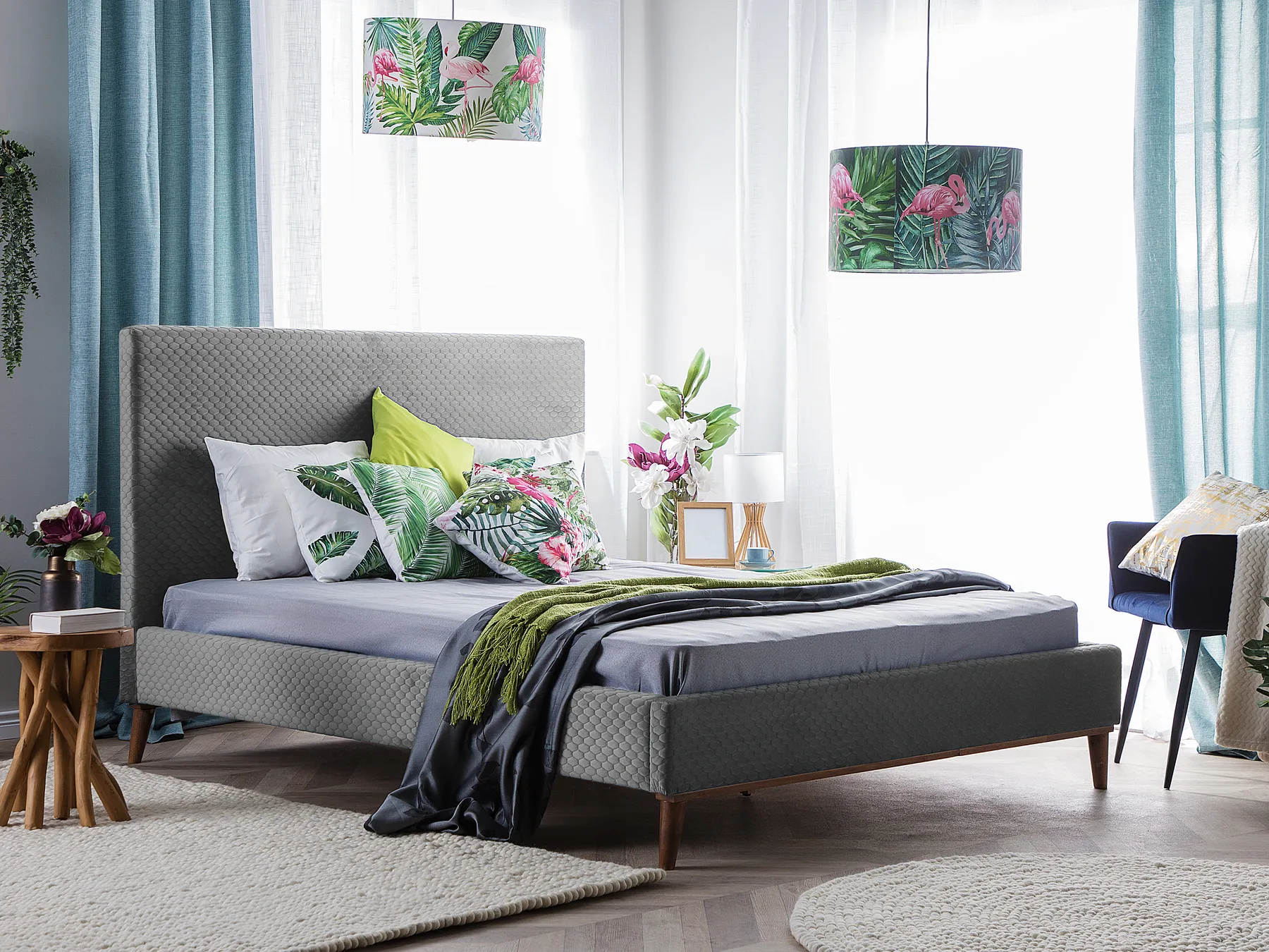 Bed Velvet BAYONNE 140 x 200 cm (EU Double) Light Grey_770896