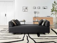 Sofa 3 Seater SOKNA with Tables Fabric Black_952866