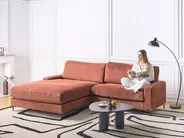 Corner Sofa 3 Seater MALOY Fabric Light Red Right Hand_950247