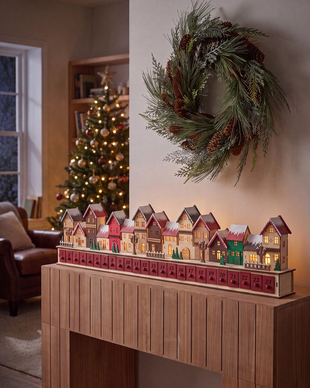 Vianočná dekorácia LED ASPERN 18 cm Adventný kalendár Červená