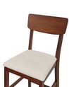  Set of 2 Wooden Bar Chairs Dark Wood and Light Beige AMBLER_926586