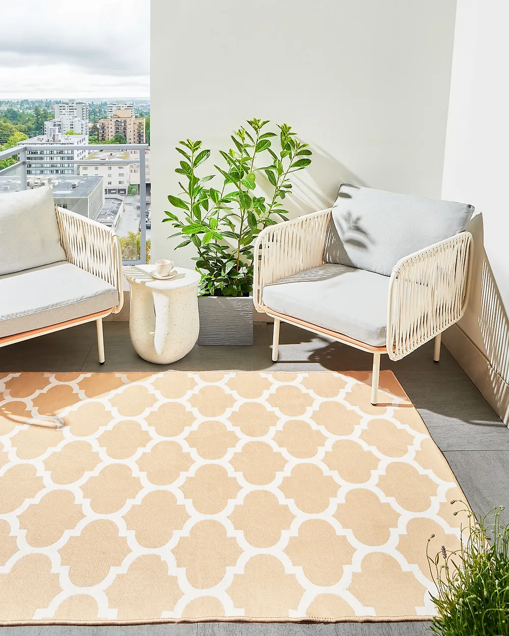 Tappeto per esterni AKSU Beige 140 x 200 cm Reversibile_1177326