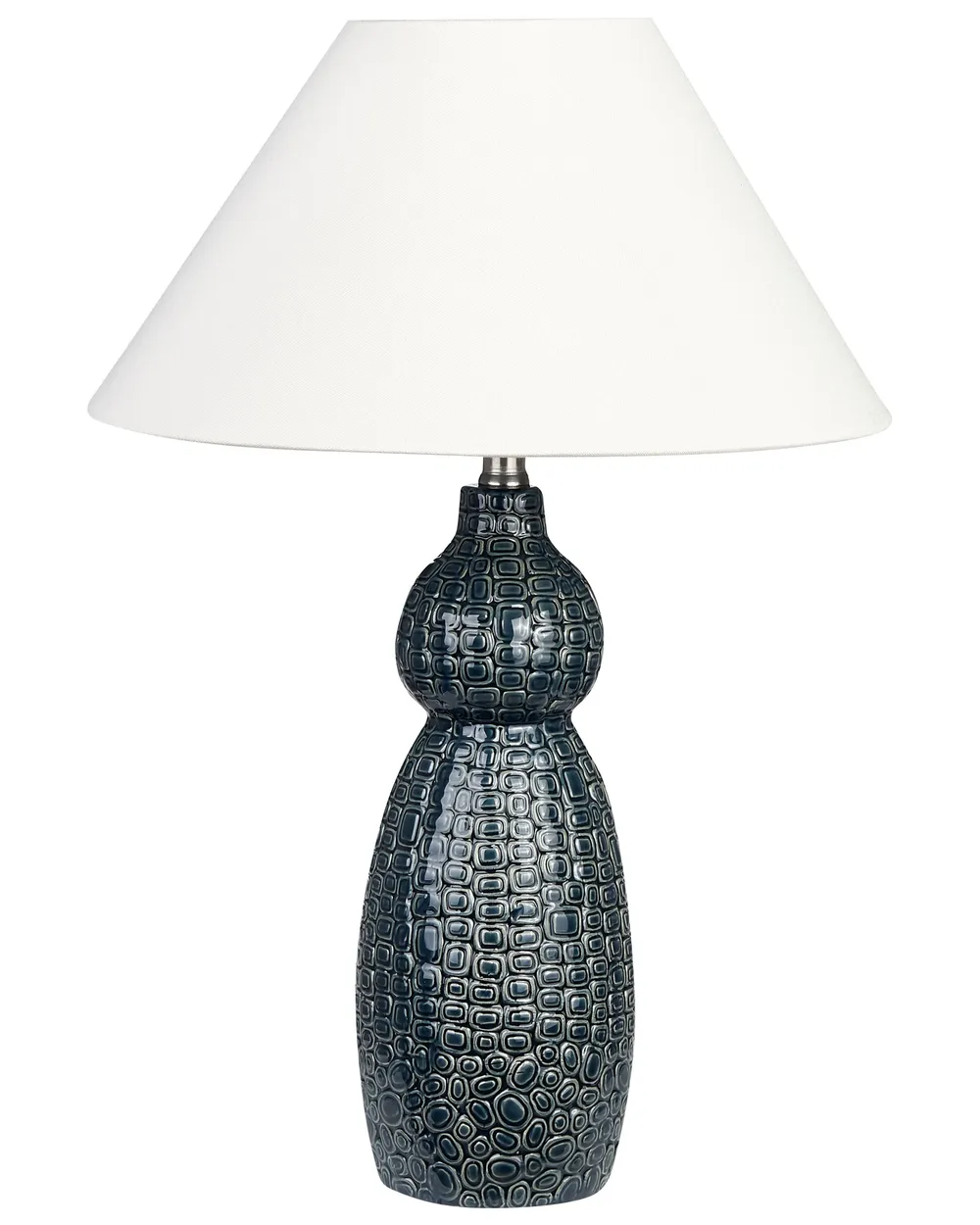 Lampada Da Tavolo Classica Contemporanea In Acciaio Annerito Scolpito A Mano E Paralume In Lino