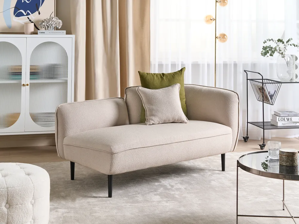Right-Hand Chaise Longue CHEVANNES Boucle Light Beige