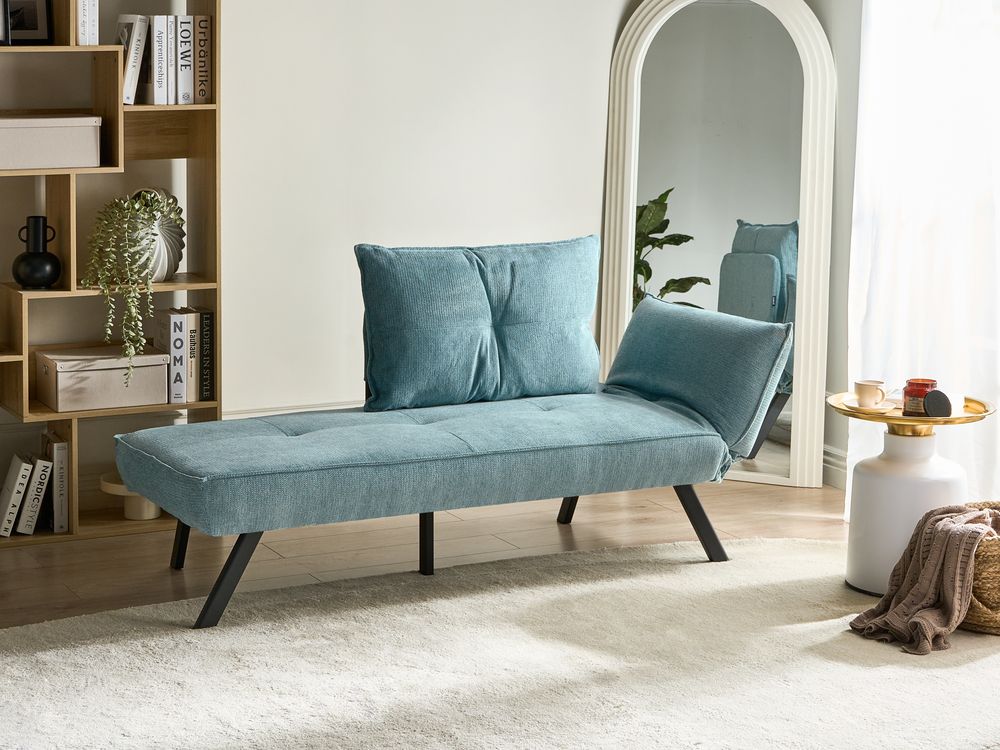 Chaise longue versione destra ROCAMADOUR Tessuto Azzurro