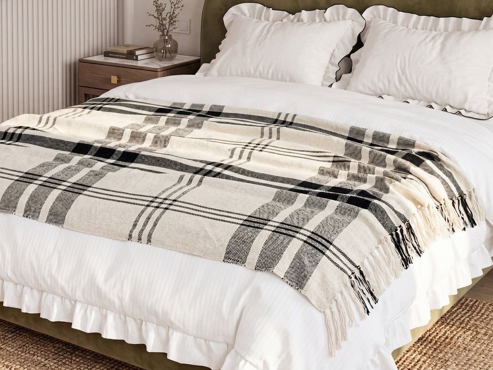 Kuscheldecke YUVALI Baumwolle 130 x 170 cm Weiß