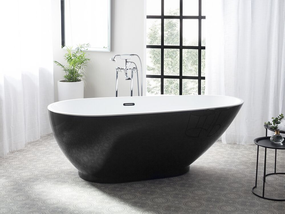 Freistehende Badewanne GUIANA 173 x 82 cm Schwarz / Weiß