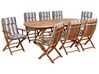 8 Seater Acacia Wood Garden Dining Set Blue Stripes Cushions MAUI II_926699