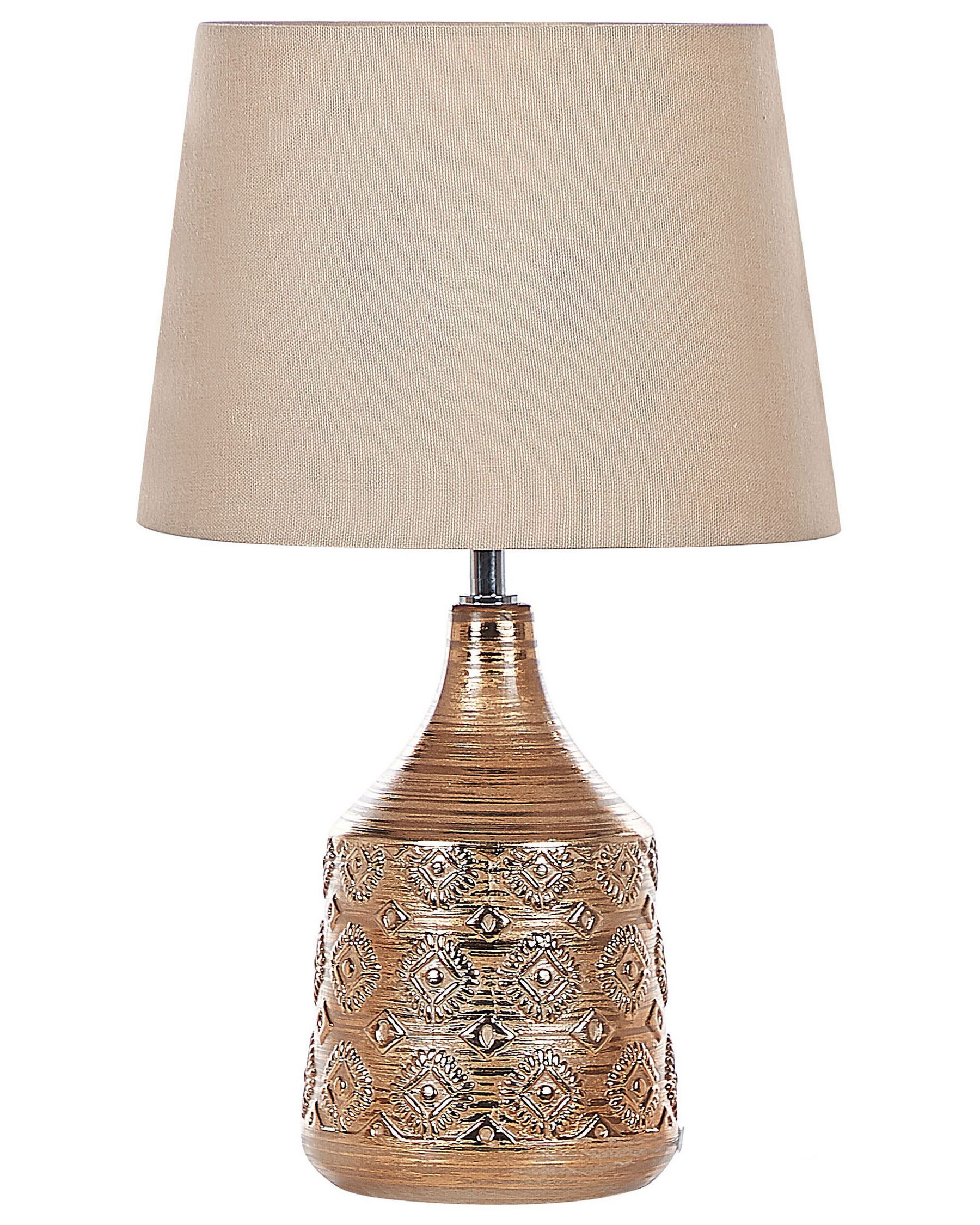 Ceramic Table Lamp Golden Brown WARI _822876