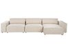 Left Hand 3 Seater Modular Velvet Corner Sofa with Ottoman Beige HELLNAR_911153