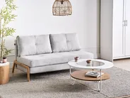 Living Room Set 3 Seater EDLAND with Pouffe Fabric Light Grey_1040966