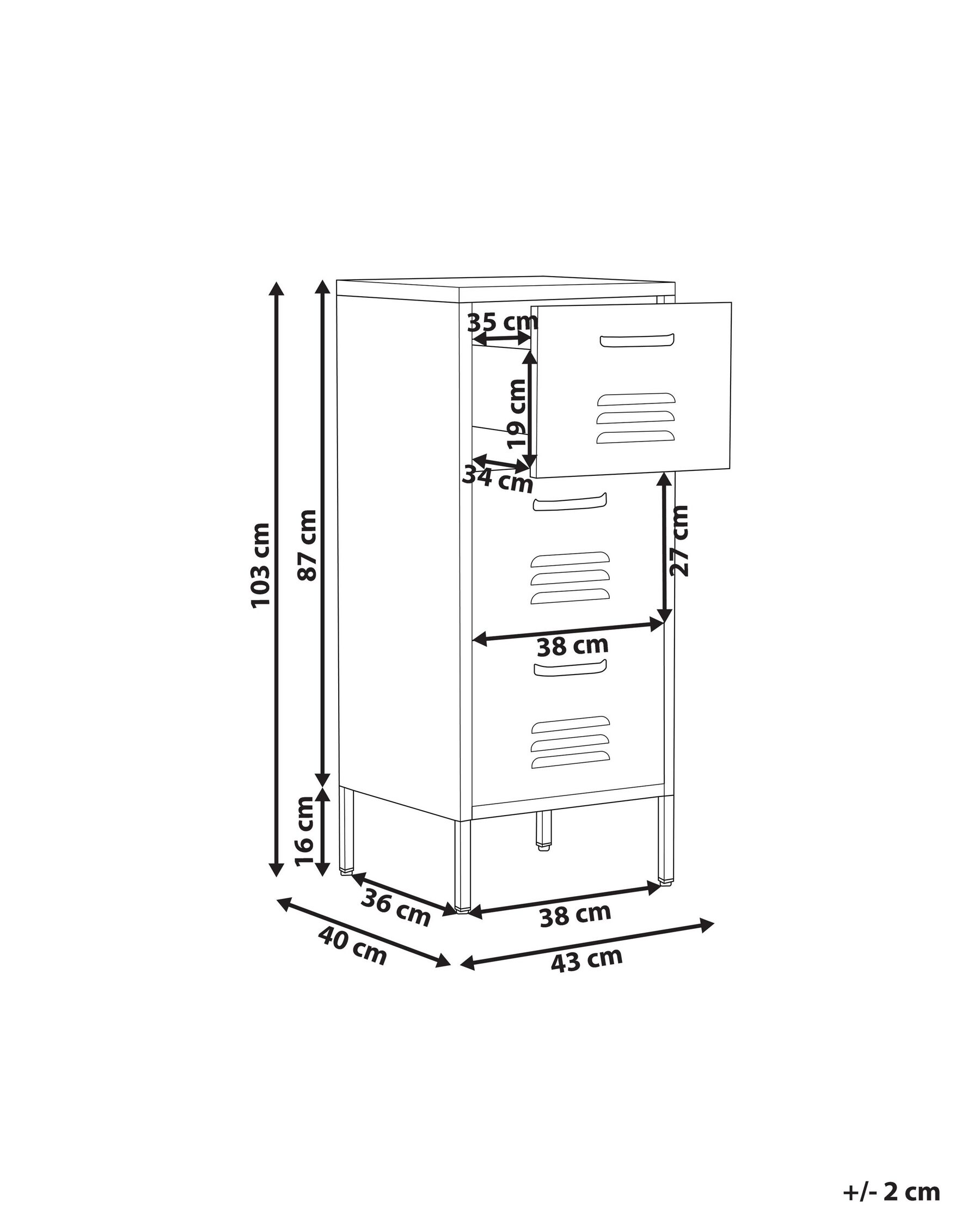 3 Drawer Metal Storage Cabinet Dark Green WOSTOK_868231