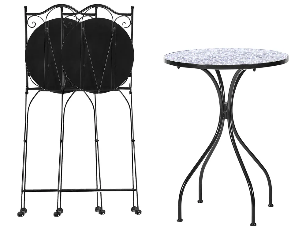 Bistro Set Folding CAMPRENA Metal Black_922450