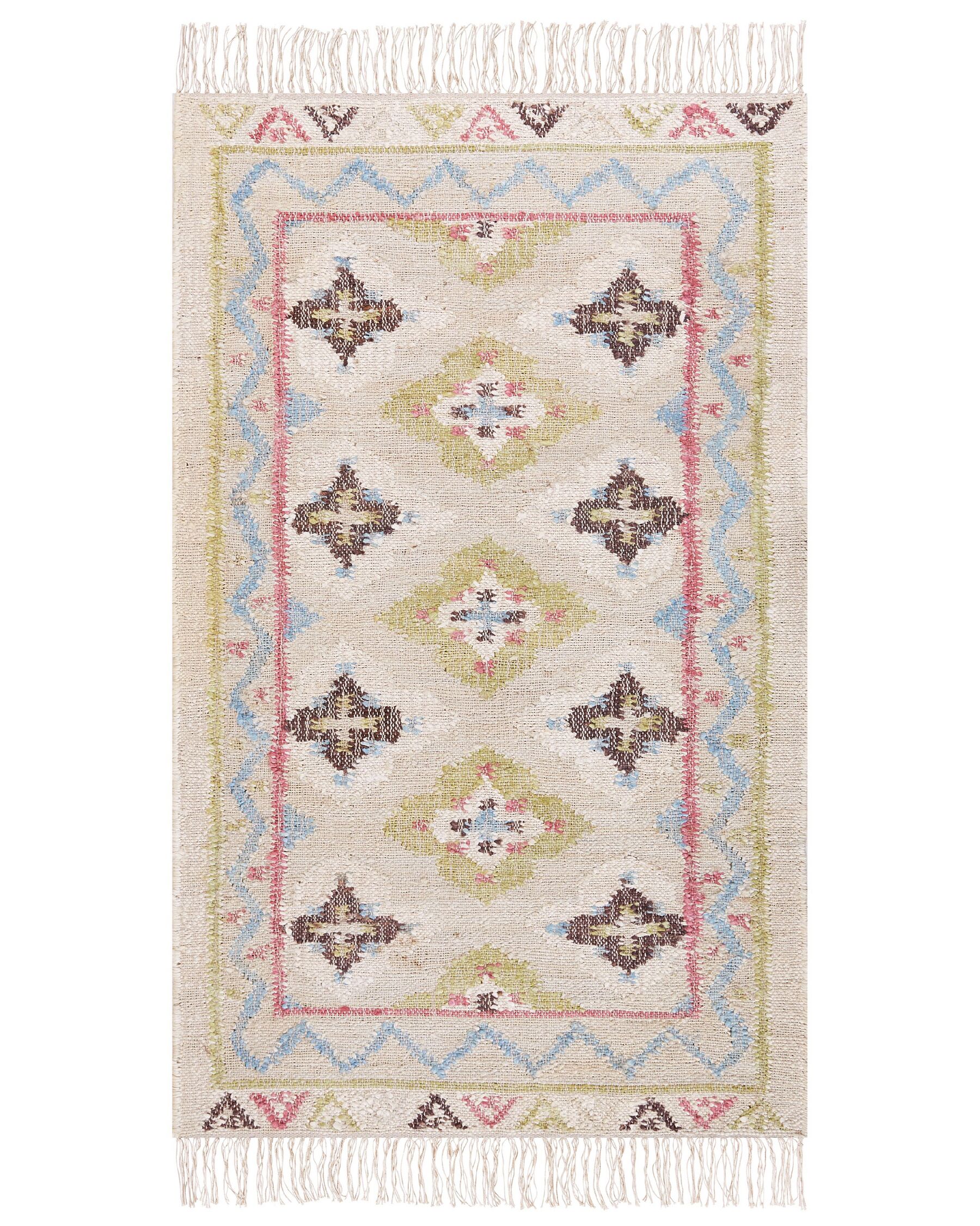 Teppich Jute mehrfarbig 80 x 150 cm orientalisches Muster Kurzflor TERKOS_852659