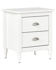 2 Drawer Bedside Table SHILLINGTON Pine Wood White_942844