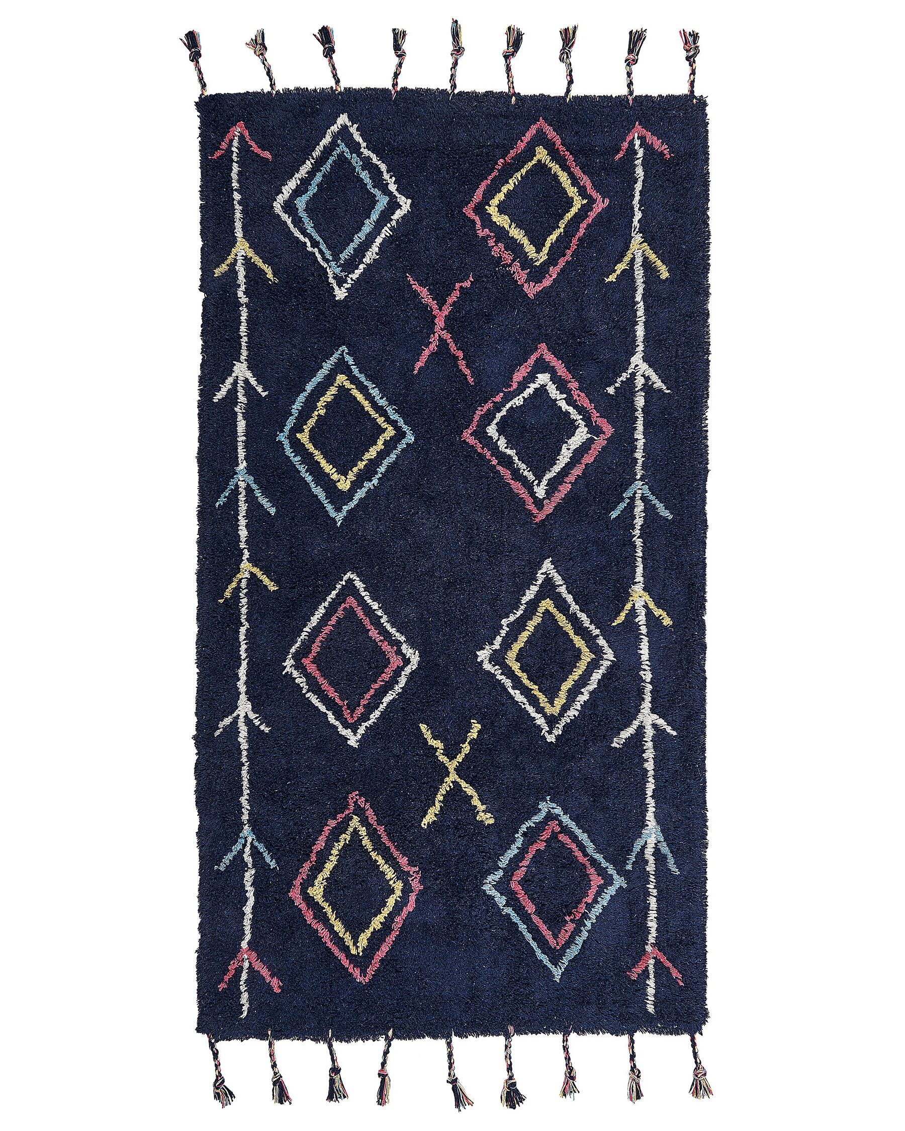 Teppich Baumwolle schwarz 80 x 150 cm geometrisches Muster CORUM_839487