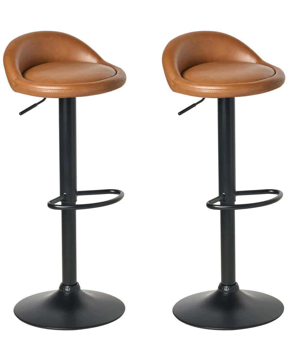 Set of Bar Stools MEEDER Faux Leather Swivel Brown