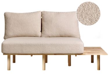 2-Sitzer Sofa Bouclé Stoff mit Ablage Beige SALO