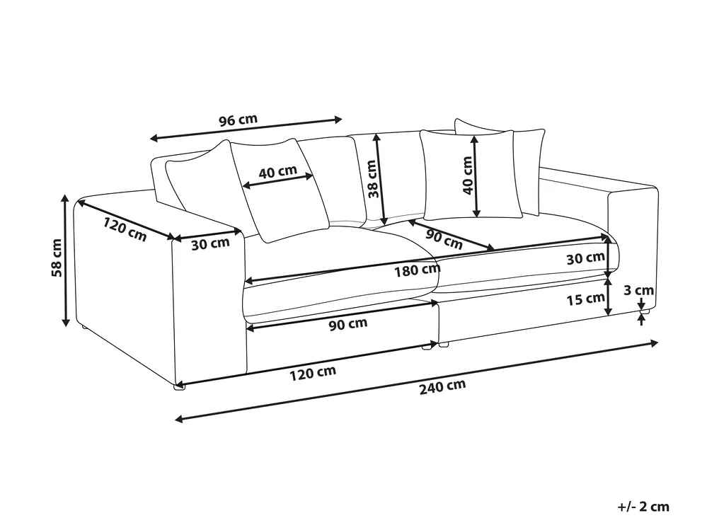 Sofa 3 Seater GLORVIKA II Fabric Orange_923894