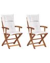 Set of 2 Garden Dining Chairs with Off-White Cushions MAUI II_926470