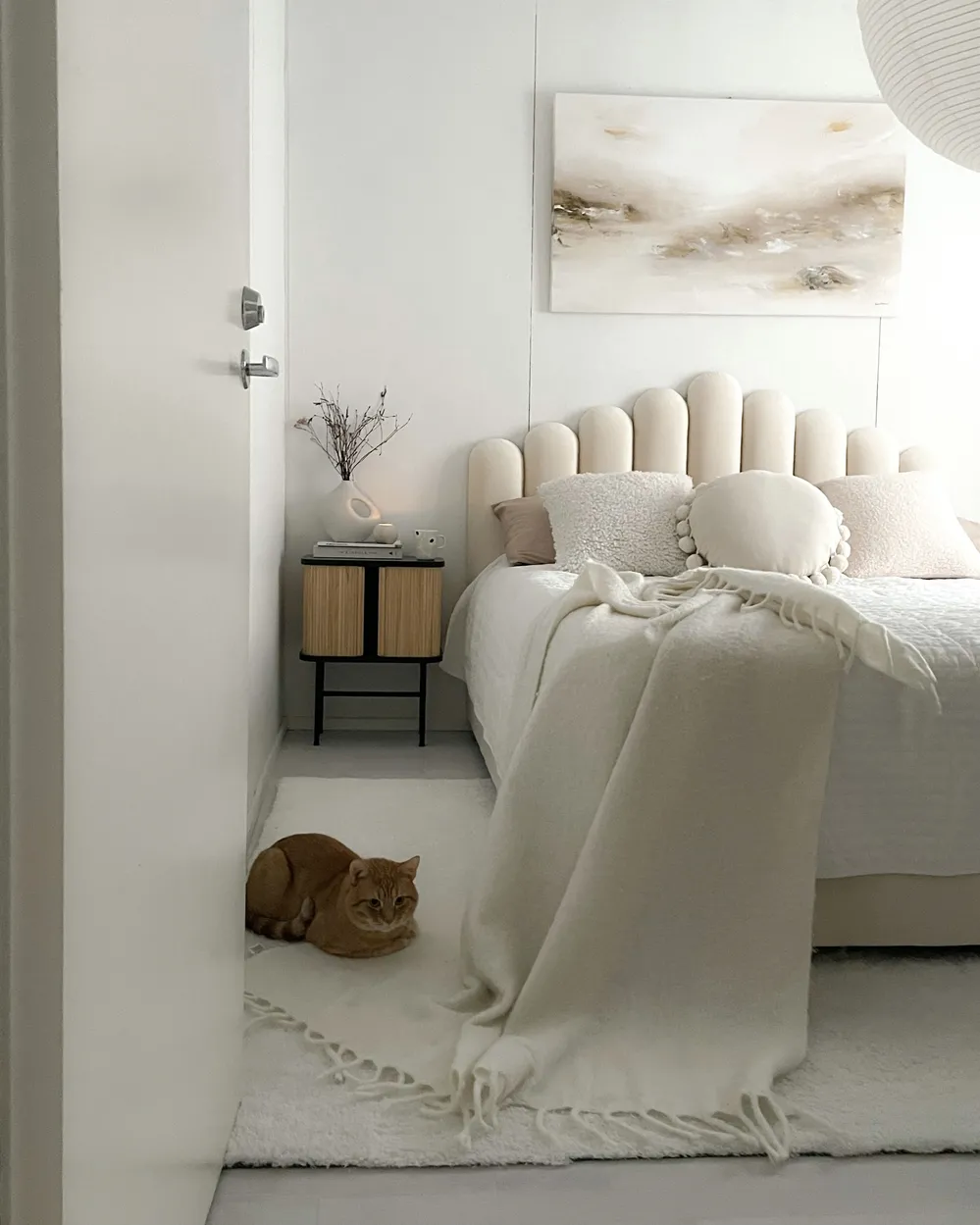 Ottoman Bed VINCENNES Velvet Off-White 180 x 200 cm (EU Super King)_866931