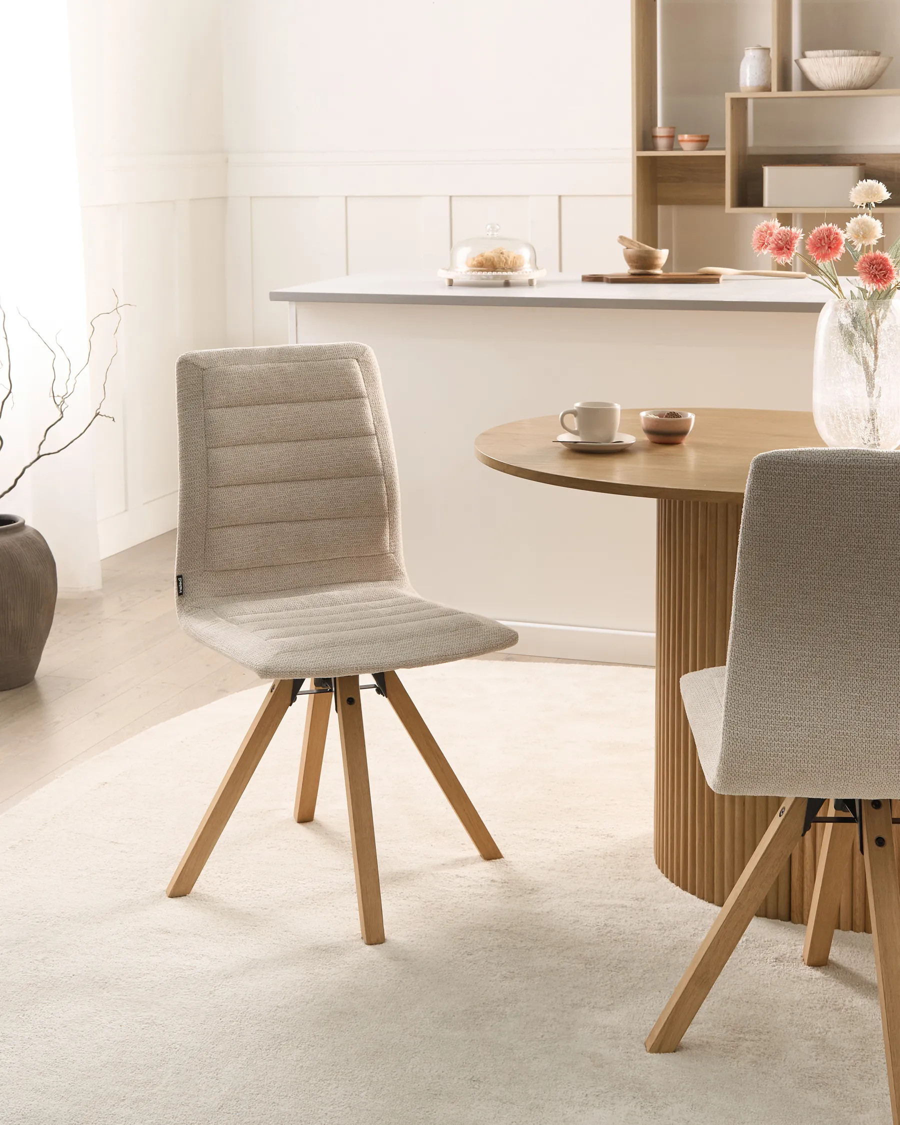 Set di 2 sedie da pranzo ROX Tessuto Beige chiaro_1038180