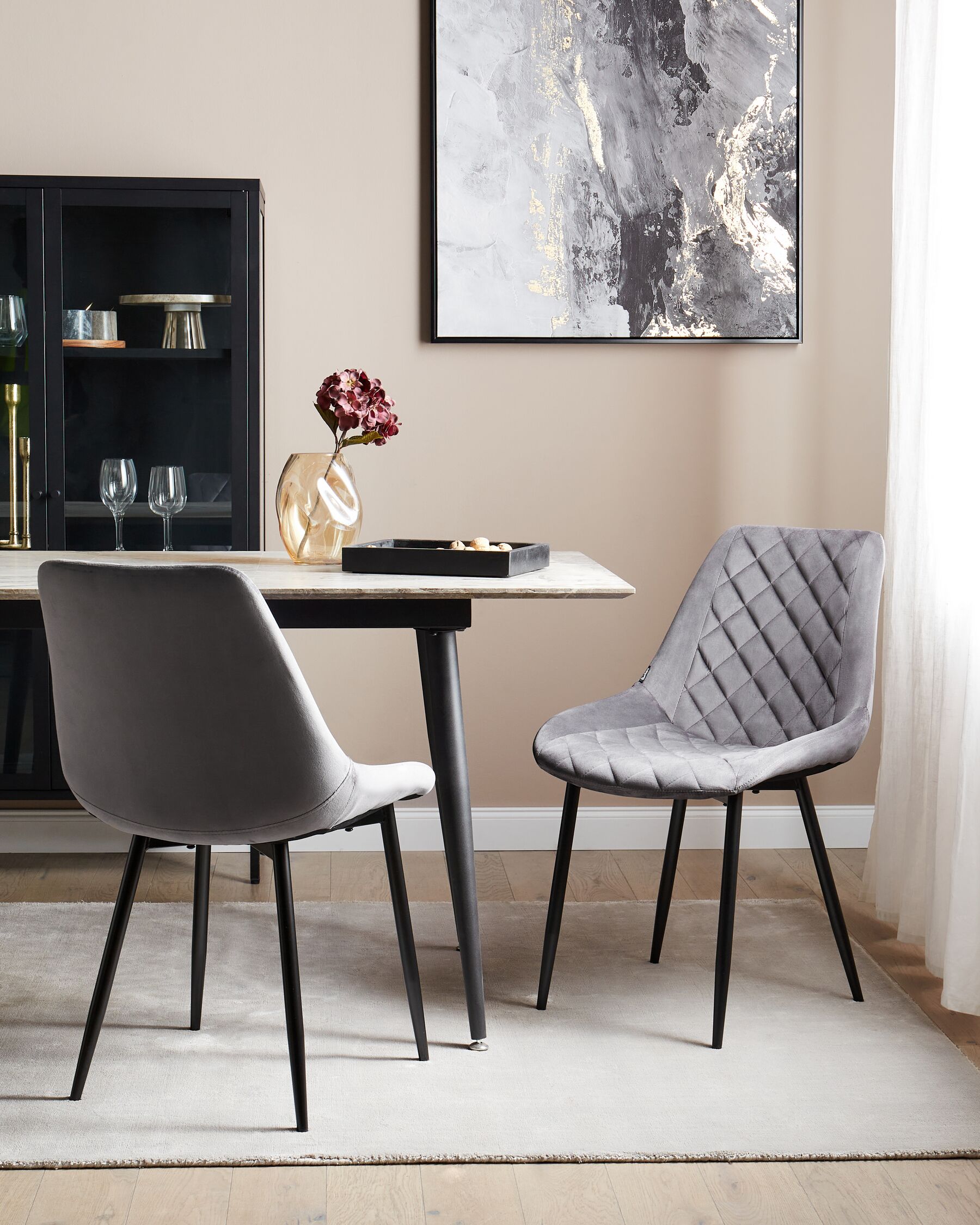 Set of 2 Velvet Dining Chairs Grey MARIBEL_905391