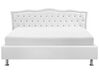 Bílá kožená postel Chesterfield s úložištěm 180x200 cm METZ_240313