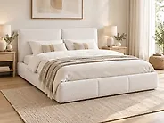 Cama Bouclé VINAY 160 x 200 cm Blanco_1175077