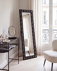 Standing Mirror ANSOUIS 150 cm Faux Leather Black_1184845