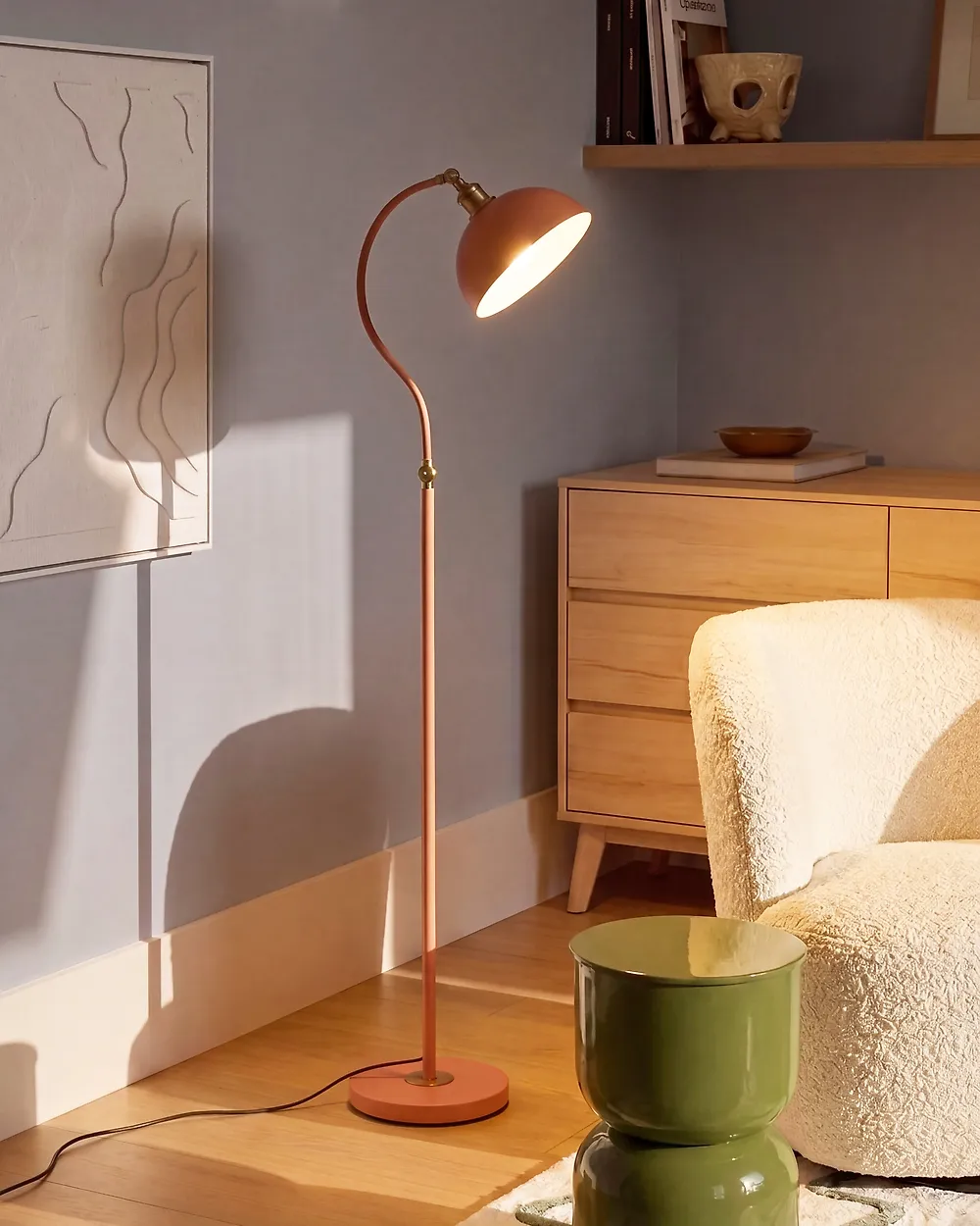 Floor Lamp LENNON Adjustable Metal Orange