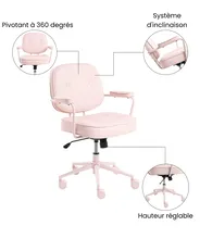 Chaise de bureau PARAMUS Cuir PU Rose pastel_1072417