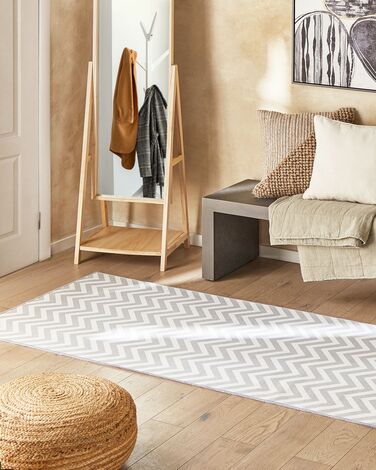 Runner Rug 80 x 240  cm White and Grey SAIKHEDA