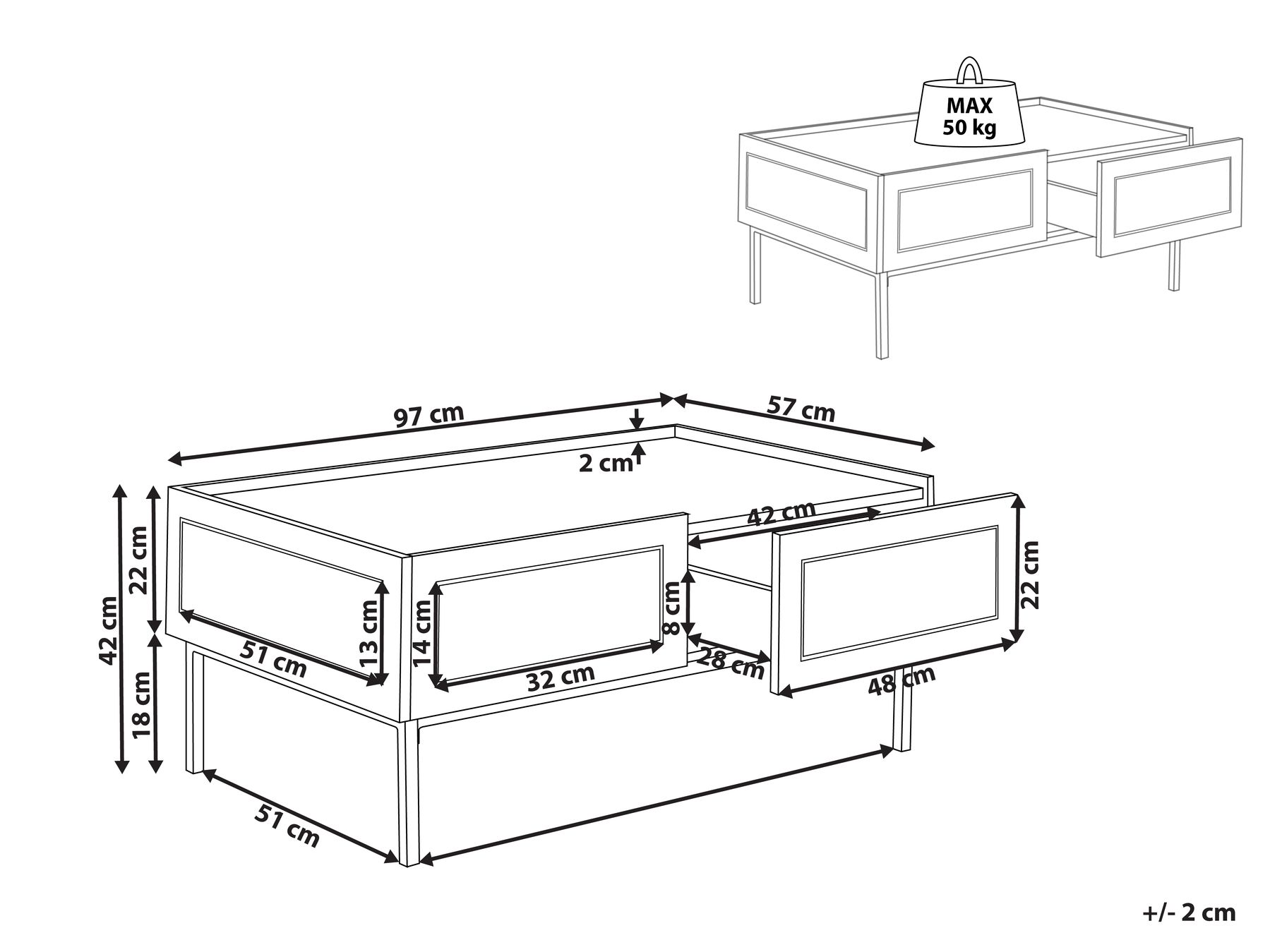 Coffee Table Black with Rattan CULLEN_946515