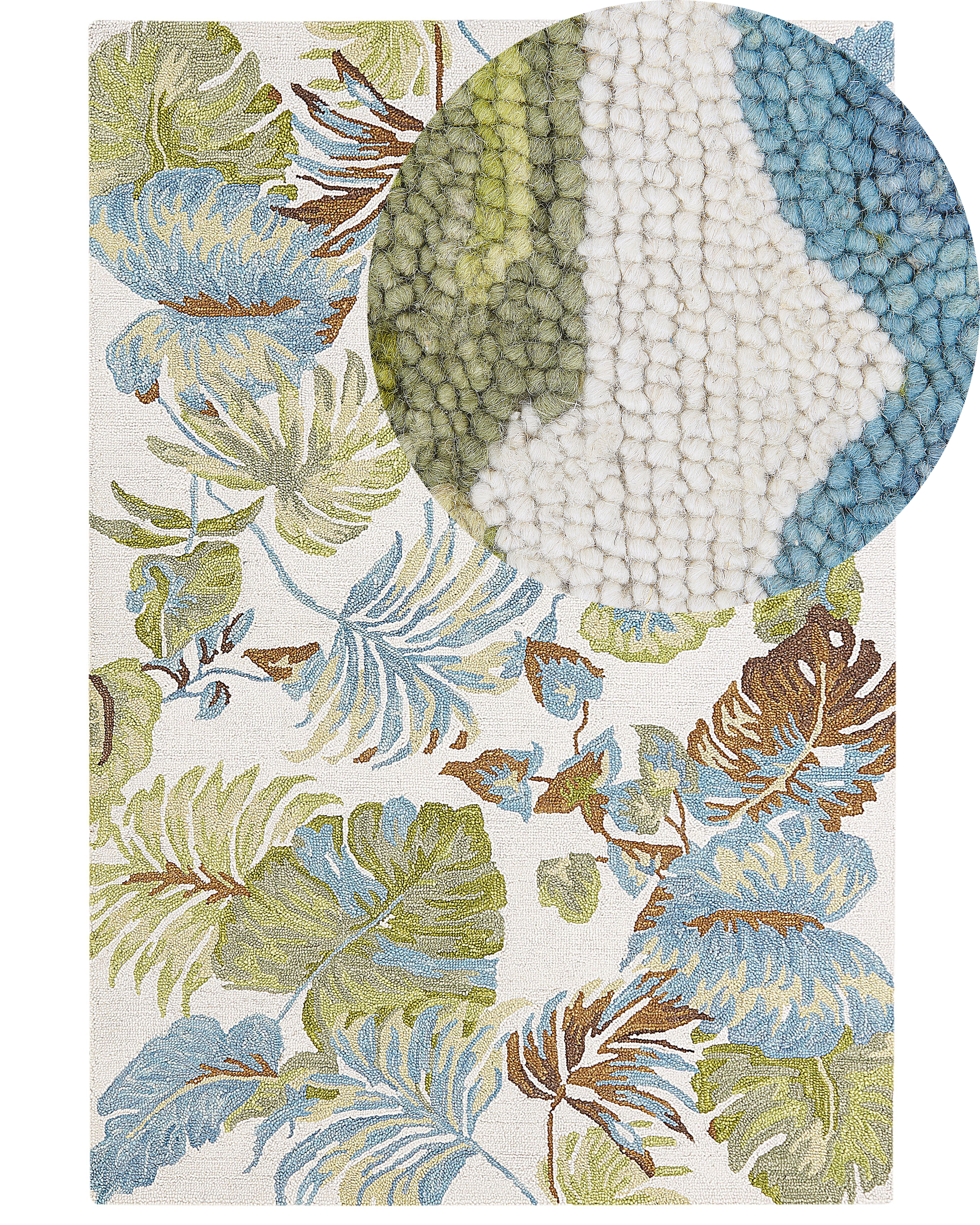 Wool Area Rug Leaves Motif 160 x 230  cm Multicolour KINIK_830809